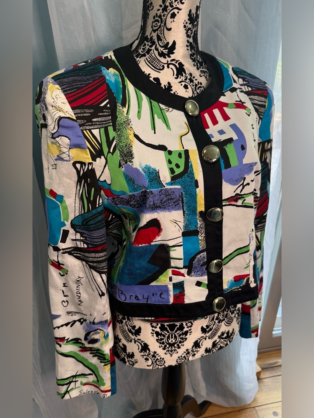 Laurèl Escada 2-Piece Abstract Art Print Ensemble (Jacket + Strapless Corset/Bus - Picture 3 of 15